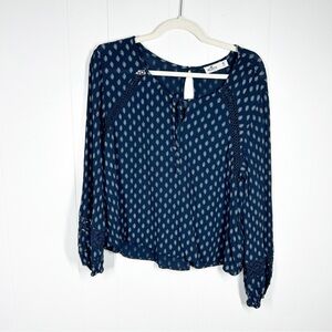 Hollister Blue Floral Long Sleeve Blouse Medium